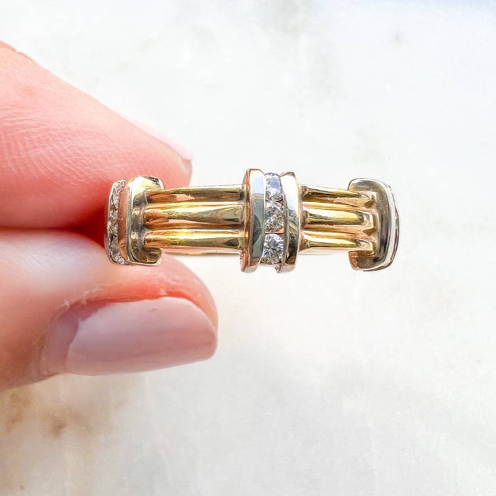 Vintage 14K Two Tone Diamond Band Ring