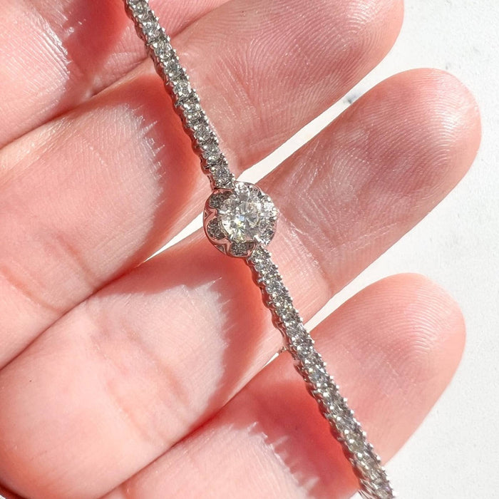 14k White Gold 0.75ctw. Diamond Bolo Adjustable Bracelet