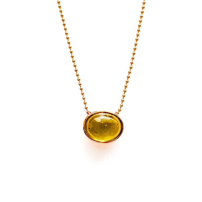 Cabochon Peridot East and West Necklace 14k Gold