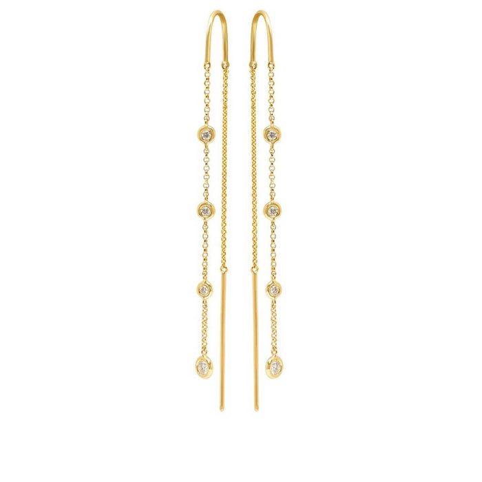 Diamond By Yard Threader Earrings 14K Yellow Gold