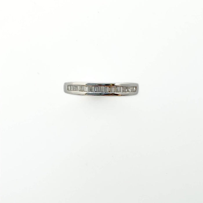 14K White Gold Channel Set Baguette Diamond Wedding Band