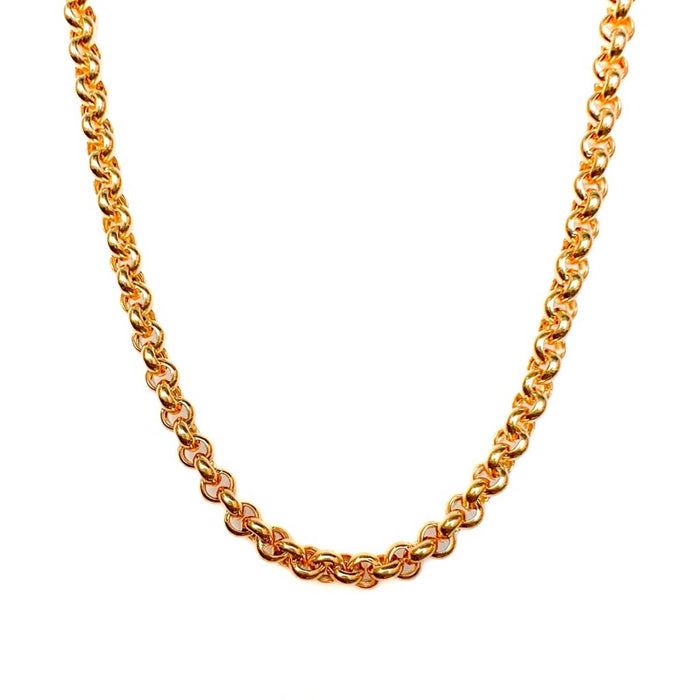 14K Solid Gold Solid Rolo Link Chain Necklace