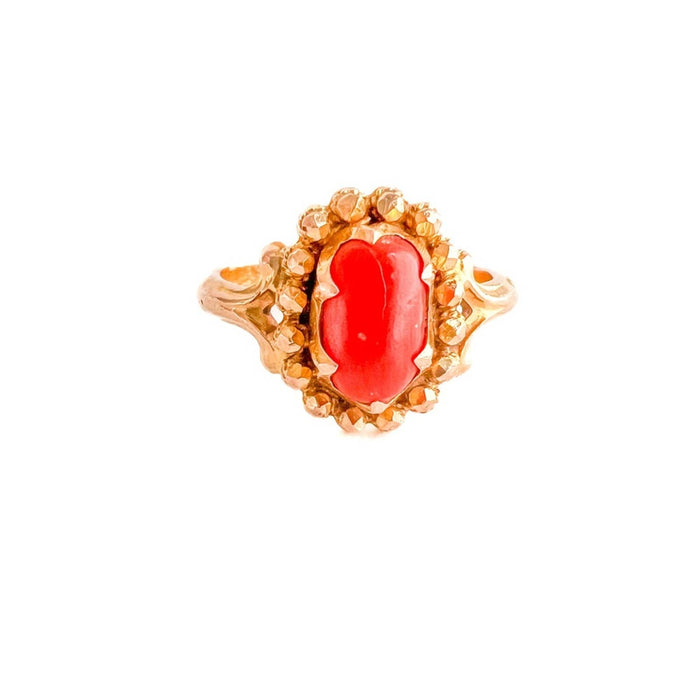 22K Yellow Gold Coral Vintage Ring