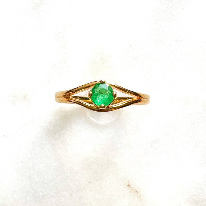 14K Yellow Gold Emerald Solitaire Ring