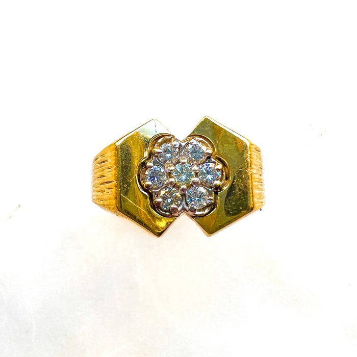 Vintage Mens 14K Diamond Cluster Ring