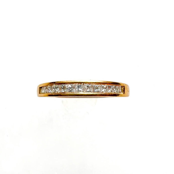 Princess Cut Diamond Wedding Band 14K Yellow Gold