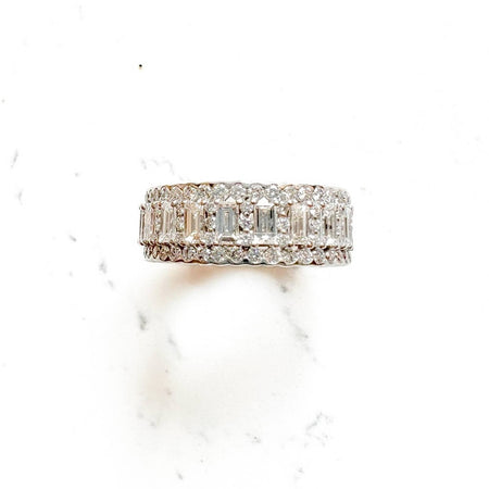 white gold baguette diamond and round diamond ring 14k gold 