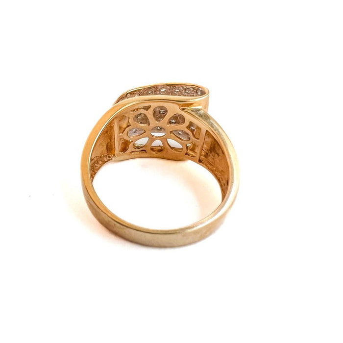 14K Yellow Gold Diamond Asymmetrical Cocktail Ring