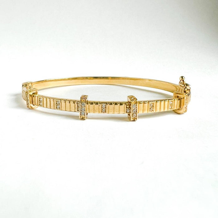 14K Solid Yellow Gold Charm Bangle