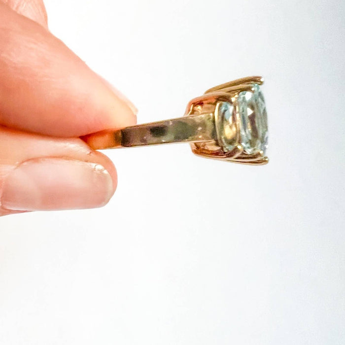 10K Yellow Gold Multi Marquise Aquamarine Ring