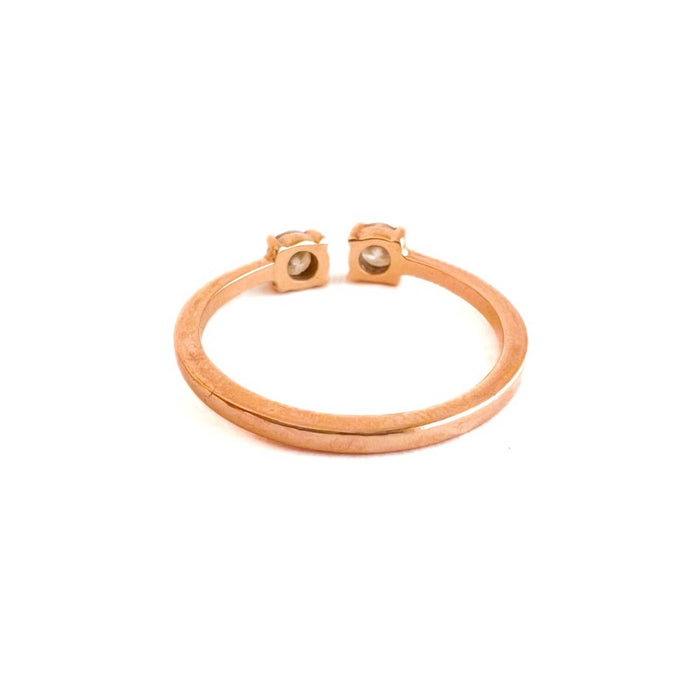 Open Ring 14K Rose Gold Round Champagne Diamond