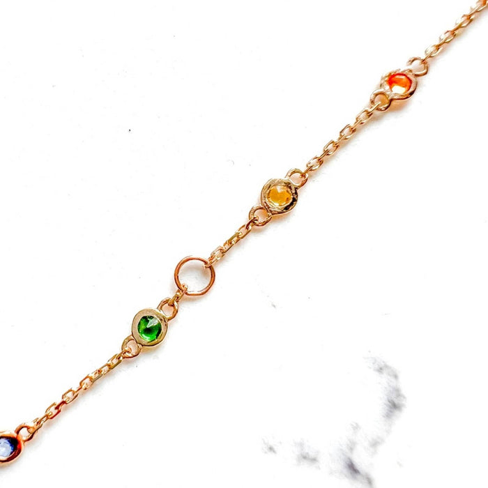 14K Yellow Gold By Yard Multi Gemstone Necklace