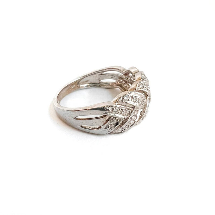 14K White Gold Braid Diamond Ring