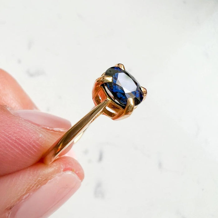 14K Yellow Gold Sapphire Solitaire Vintage Ring