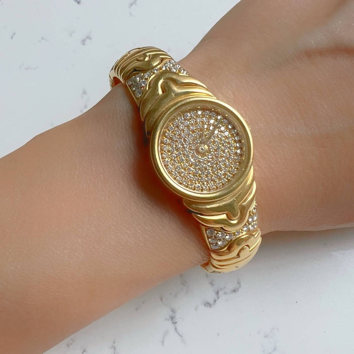 Solid 18K Yellow Gold Custom Made Diamond Watch