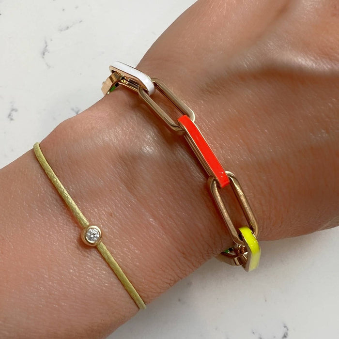 Chain Link Enamel Paperclip Bracelet In 14K Yellow Gold