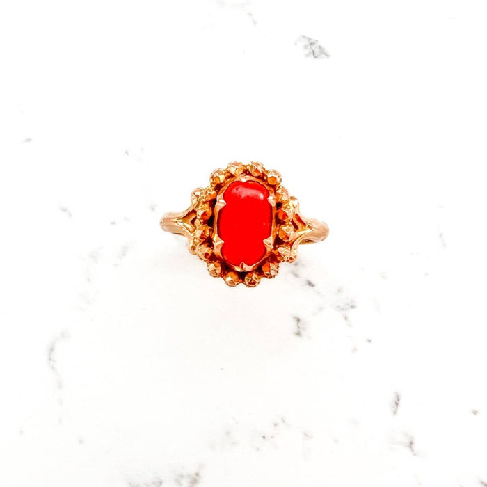 22K Yellow Gold Coral Vintage Ring