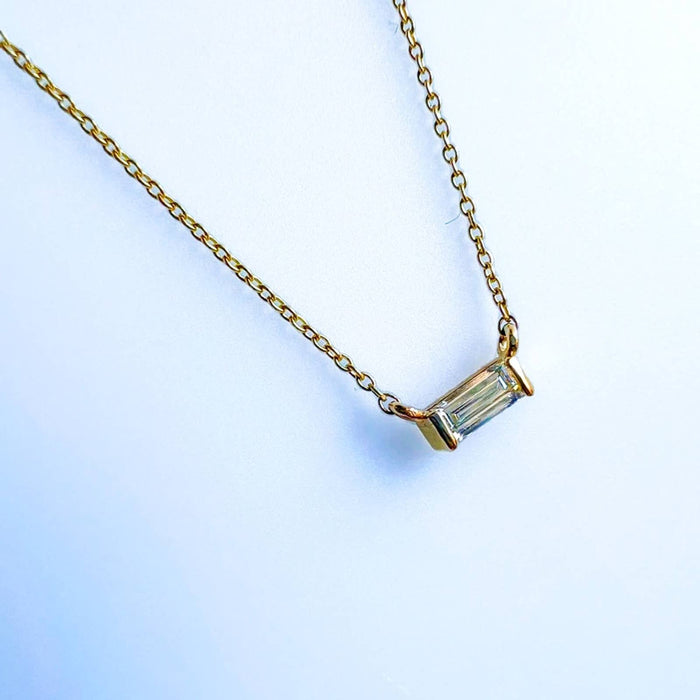 Baguette Diamond Necklace 14K Yellow Gold