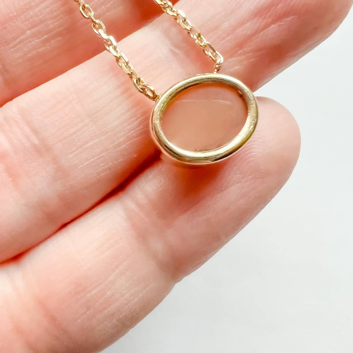 14K Yellow Gold Cabochon Peach Moonstone Necklace