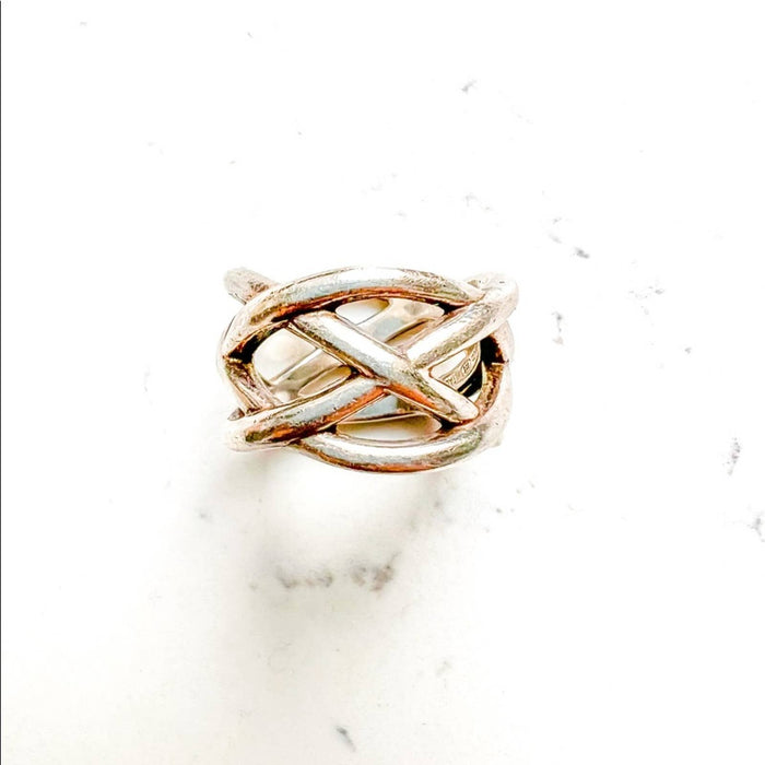 TIFFANY & CO. Braided Crisscross Ring 925 Sterling Silver