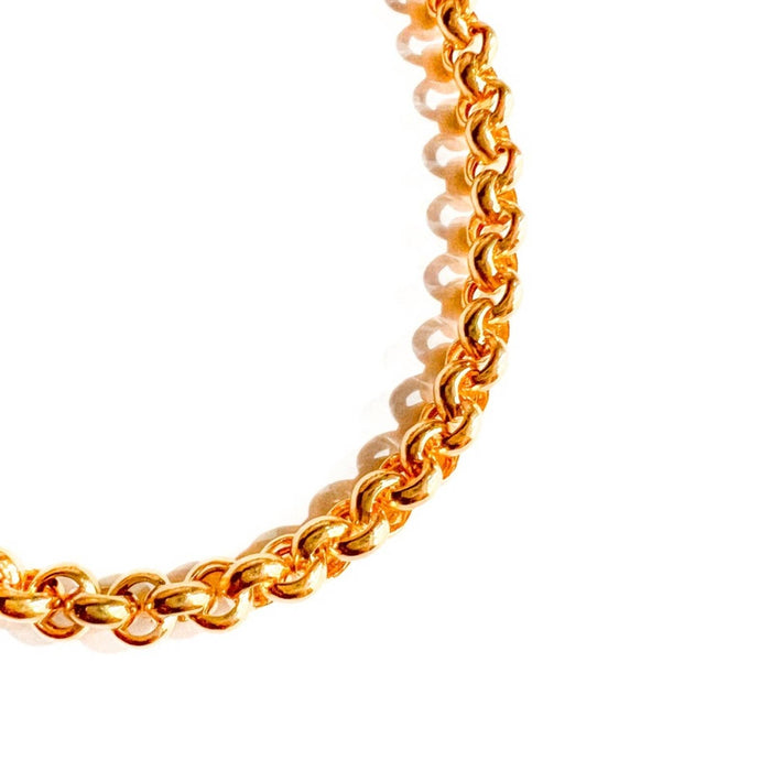 14K Solid Gold Solid Rolo Link Chain Necklace