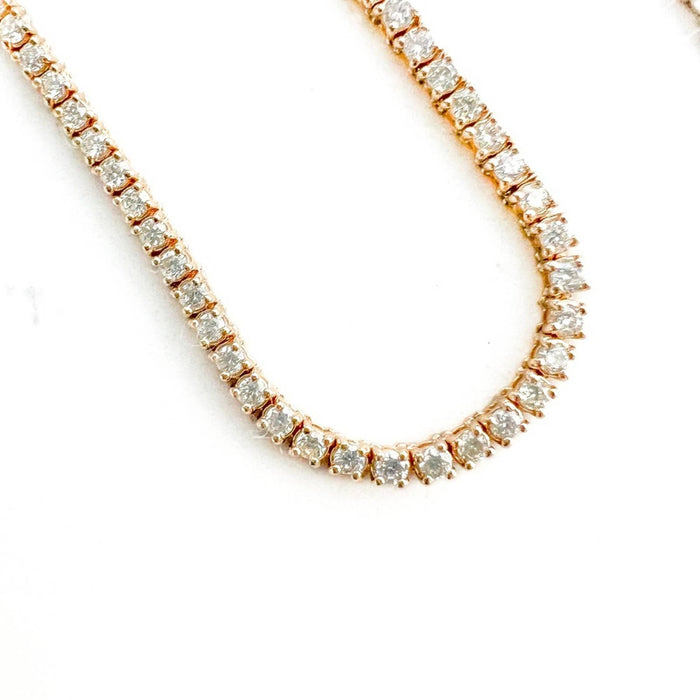 Four Prong Diamond Tennis Necklace 14K Gold