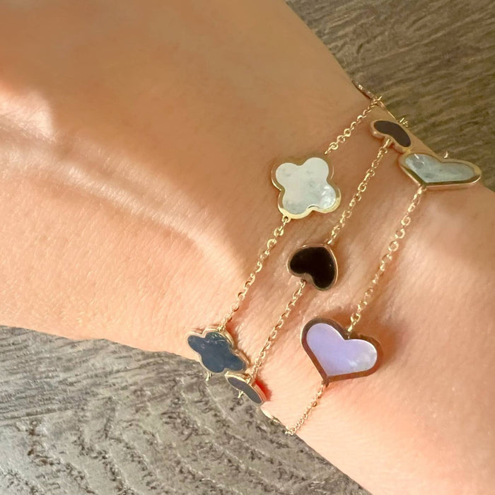 Station Heart Bracelet 14 Yellow Gold