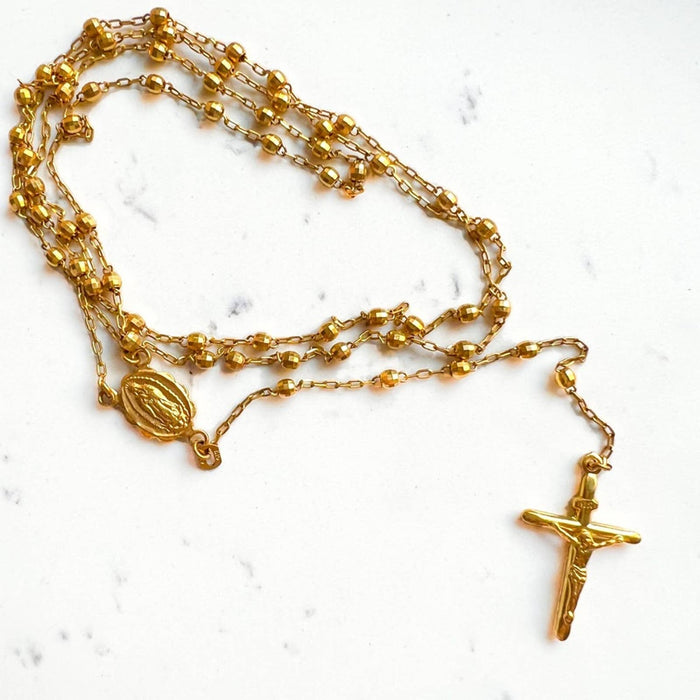 10K Yellow Gold Vintage Rosary Necklace