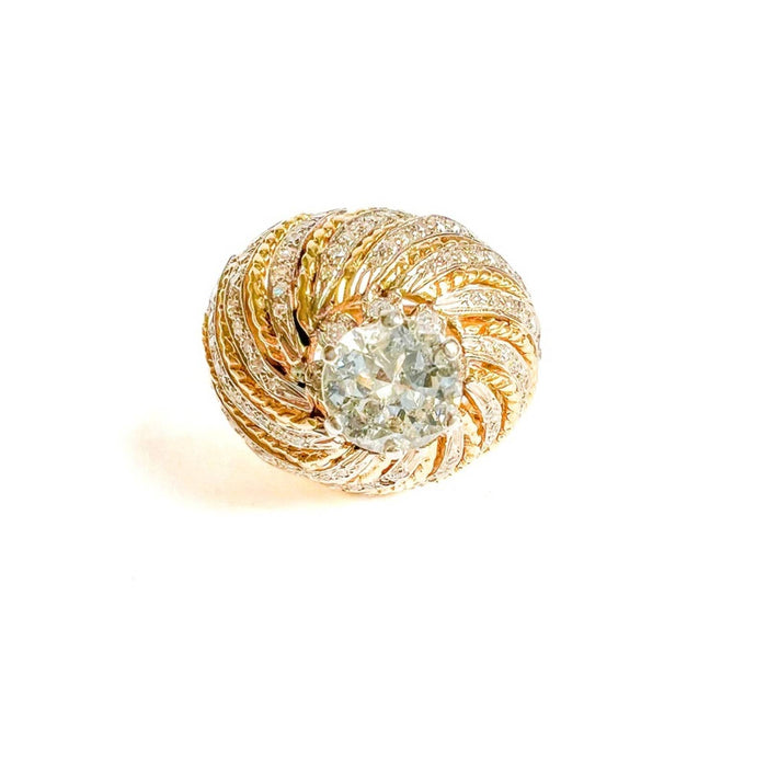 3.50ctw Diamond Cocktail Puffed Ring in 14K Yellow Gold