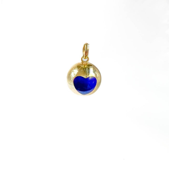 14K Yellow Gold Inlay Solid Ball Charm Pendant