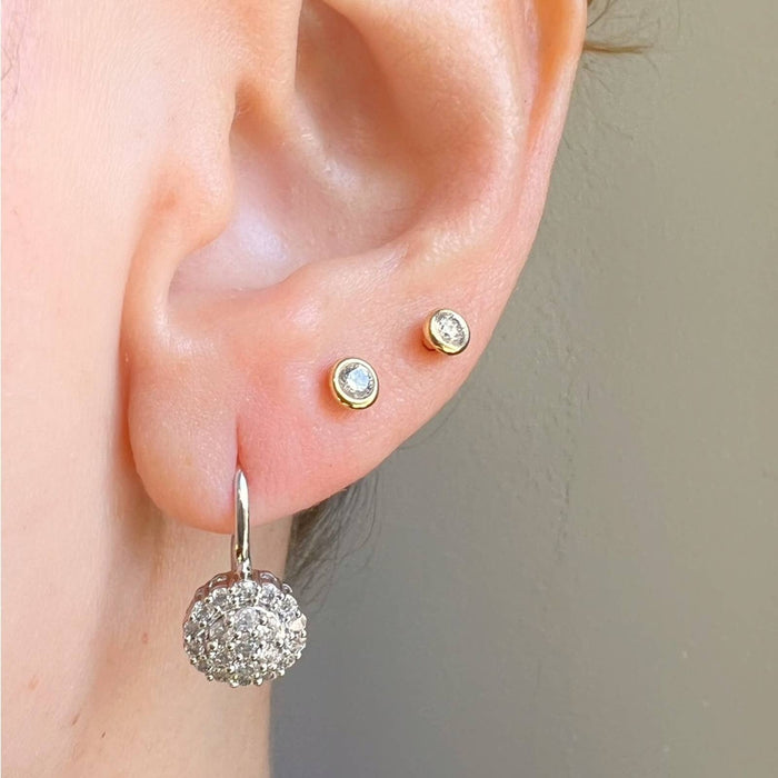 	14k gold diamond cluster earrings