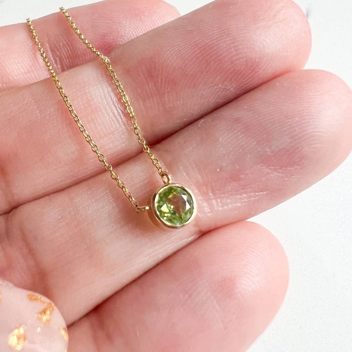 14K Yellow Gold Peridot Necklace