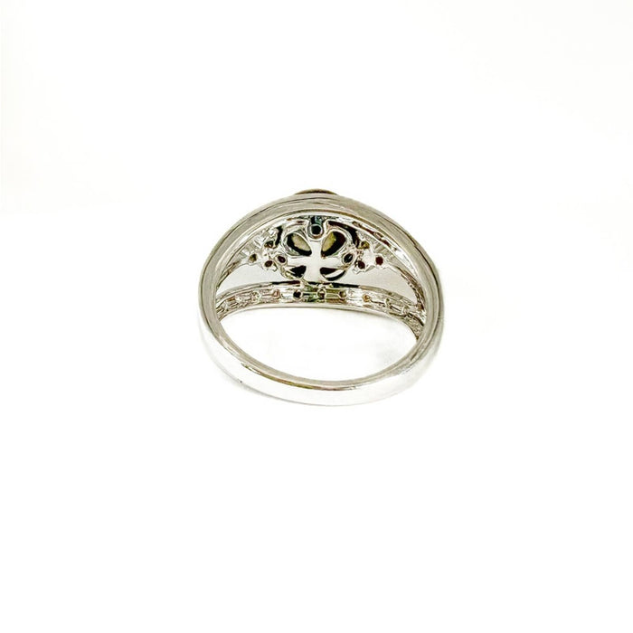 Tahini Pearl and Diamond Vintage Ring 14K White Gold