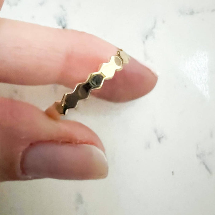 14k Yellow Gold Stackable Pyramid Ring