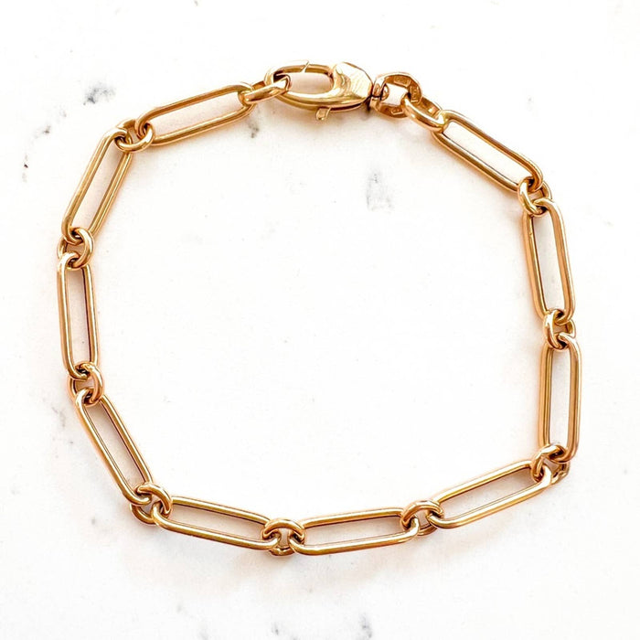 14K Yellow Gold Alternating Links Bracelet