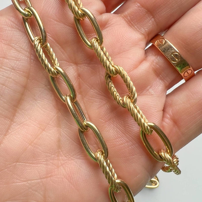 14K Italian Yellow Gold Interlocking Paperclip Necklace